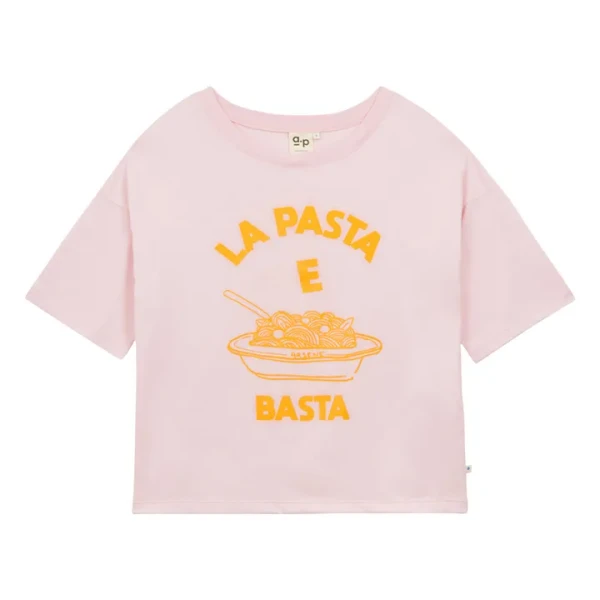 a.p - T-shirt Pasta e Basta Coton Bio - Rose poudré | Smallable