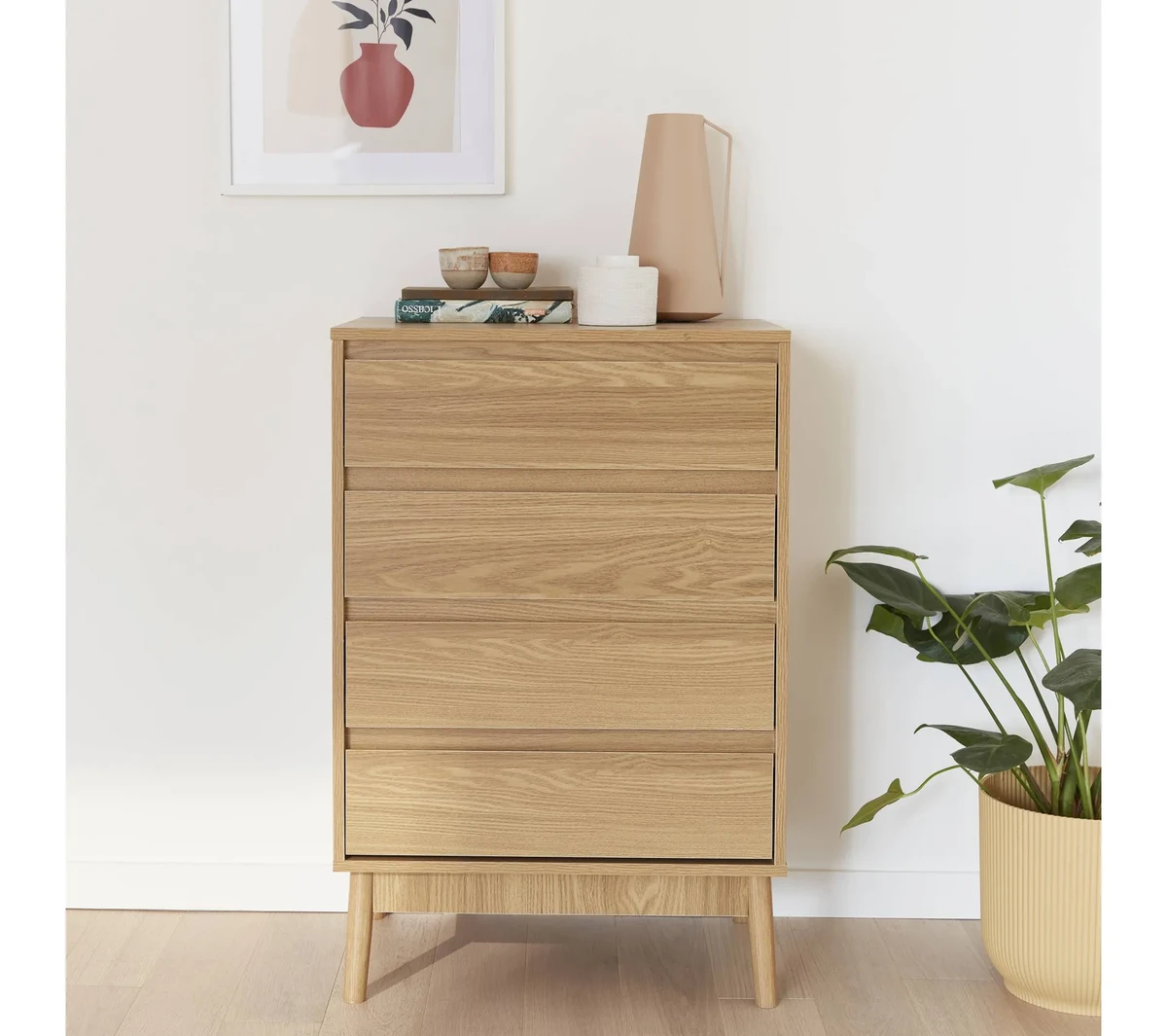 Commode De Rangement Décor Bois. 4 Tiroirs