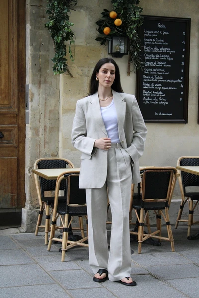 Blazer Bianca en lin beige