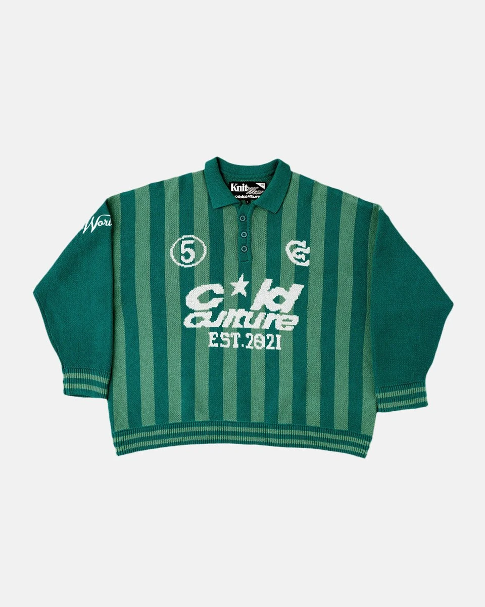 STRUCTURE COLLAR KNIT SWEATSHIRT KNIT MOSS GREEN