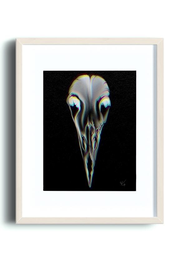 Crow Skull - Glitch / A4 Print