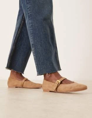 ASOS DESIGN - Leah - Ballerines style babies en suédine - Sable
