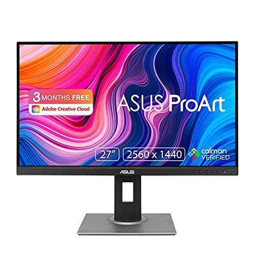 ASUS ProArt PA278QV Moniteur professionnel (pour l'édition d'images, WQHD, 100 % sRGB, 75 Hz, HDMI, DisplayPort, USB 3.0, ergonomique), 68,58 cm (27 pouces), noir