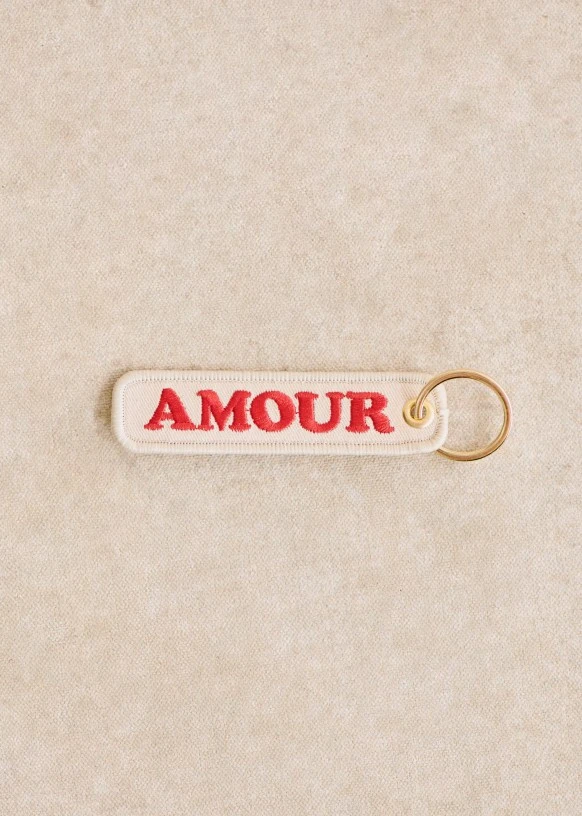 Porte-clé Brodé - Rouge " Amour " - Coton - Sézane