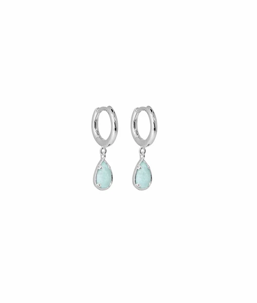 Boucles d'oreilles petites créoles gouttes Amazonite Argent 925