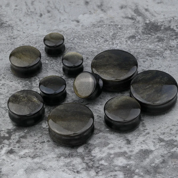 Pairs Obsidian Stone Plugs/Double Flared Ear Gauge Plug/Gauge Plug Earring/Stone Plug Gauges/Ear Expanders/0G Ear Stretchers/Plugs 2g, 00g