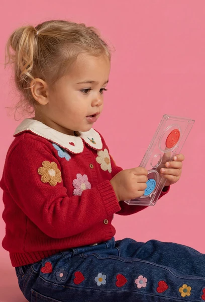 Jean taille élastique brodé en coton