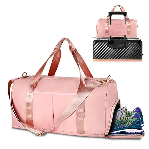 Sac à Main pour Homme et Femme, Comius Sharp, avec Compartiment Humide à Chaussure, pour Le Sport, Salle de Gym, Voyages de Week-End (Rose)