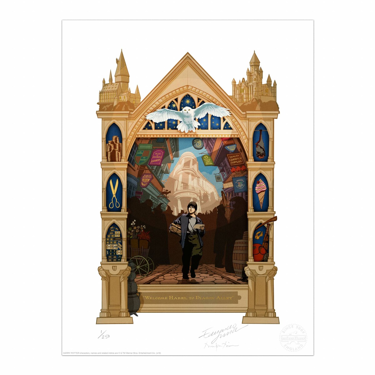 ‘Welcome Harry, to Diagon Alley' - Magical Moments - Harry Potter Graphic Art - MinaLima