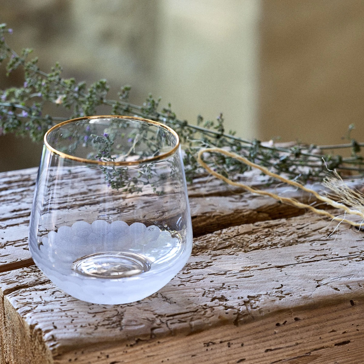 LOUIS - Gobelet avec liseré doré en verre 36cl - transparent