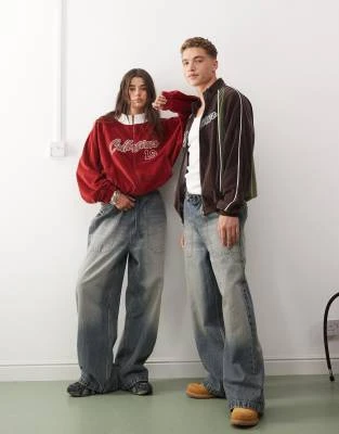 COLLUSION Unisex - Jean délavé style survêtement