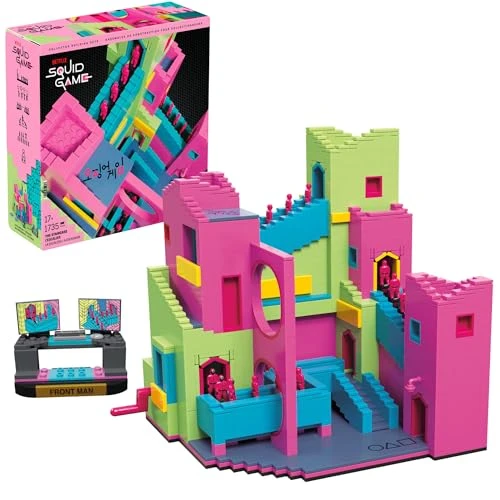MEGA L’Escalier de Squid Game Coffret de construction de 1 707 pièces avec figurine articulée, pour collectionneurs, HYL45