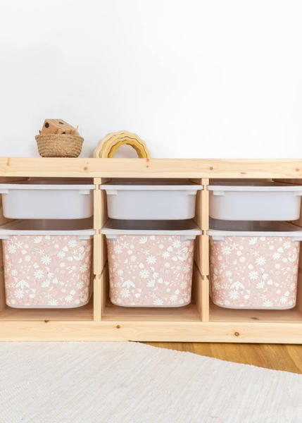 Film adhésif pour l'étagère IKEA TROFAST motif floral rose Ikea Hack IKEA TROFAST boîtes autocollantes