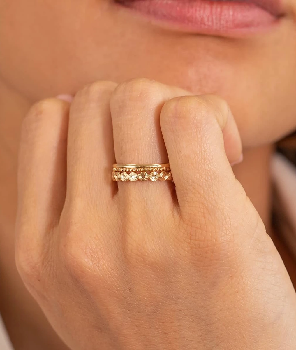 Duo de bagues ethnique et couronne Plaqué or