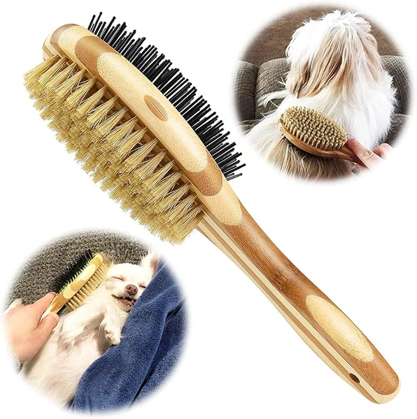 Brosse pour Chien/Chat Double Face, Peigne de toilettage de chien pour massage et perte de fourrure, Poils Doux, Idéal pour les Animaux à Poil Court, Moyen et Long