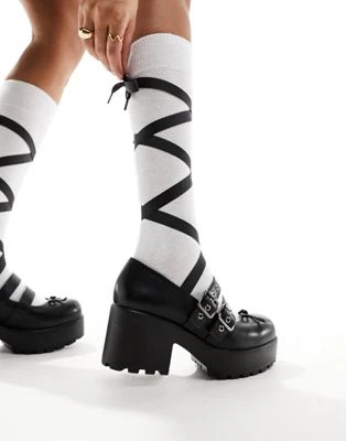 Koi Myako - Ballerines à semelle chunky et liens noués - Noir