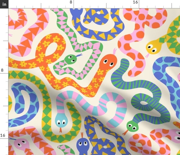 Happy Snakes: Brilliant bright colorful Fabric | Spoonflower