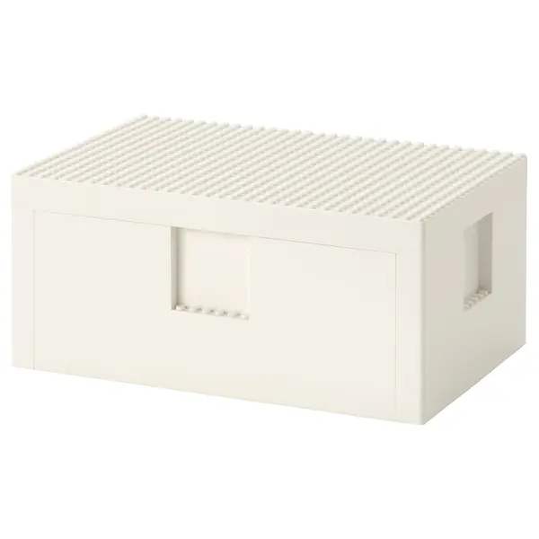 BYGGLEK Boîte LEGO® avec couvercle - blanc 26x18x12 cm