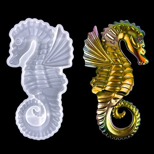 Zayookey 3D Moule Silicone Hippocampe Moules Resine Epoxy Animaux Grand Moules Marin Animal Resin Molds pour la Suspension Murale, Décorations la Maison