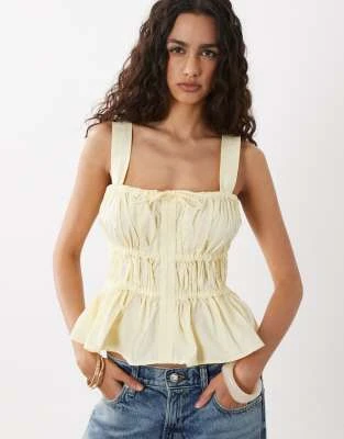 ASOS DESIGN - Caraco avec détails froncés et nœuds - Jaune