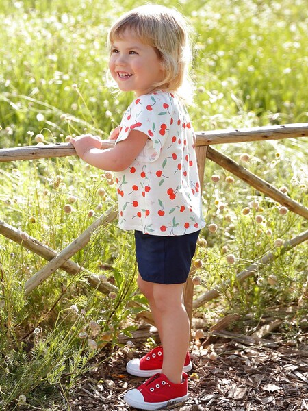 Ensemble 2 pièces T-shirt et short bébé motifs fruits ivoire - Vertbaudet