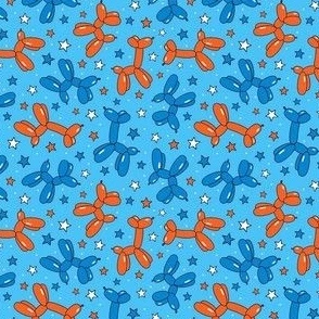 Small Scale Balloon Animal Dogs in Blue Fabric | Spoonflower