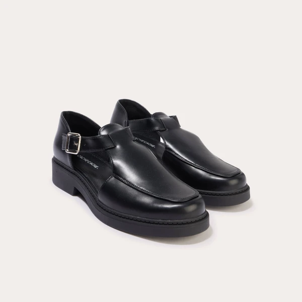 Derbies denim noir enduit femme