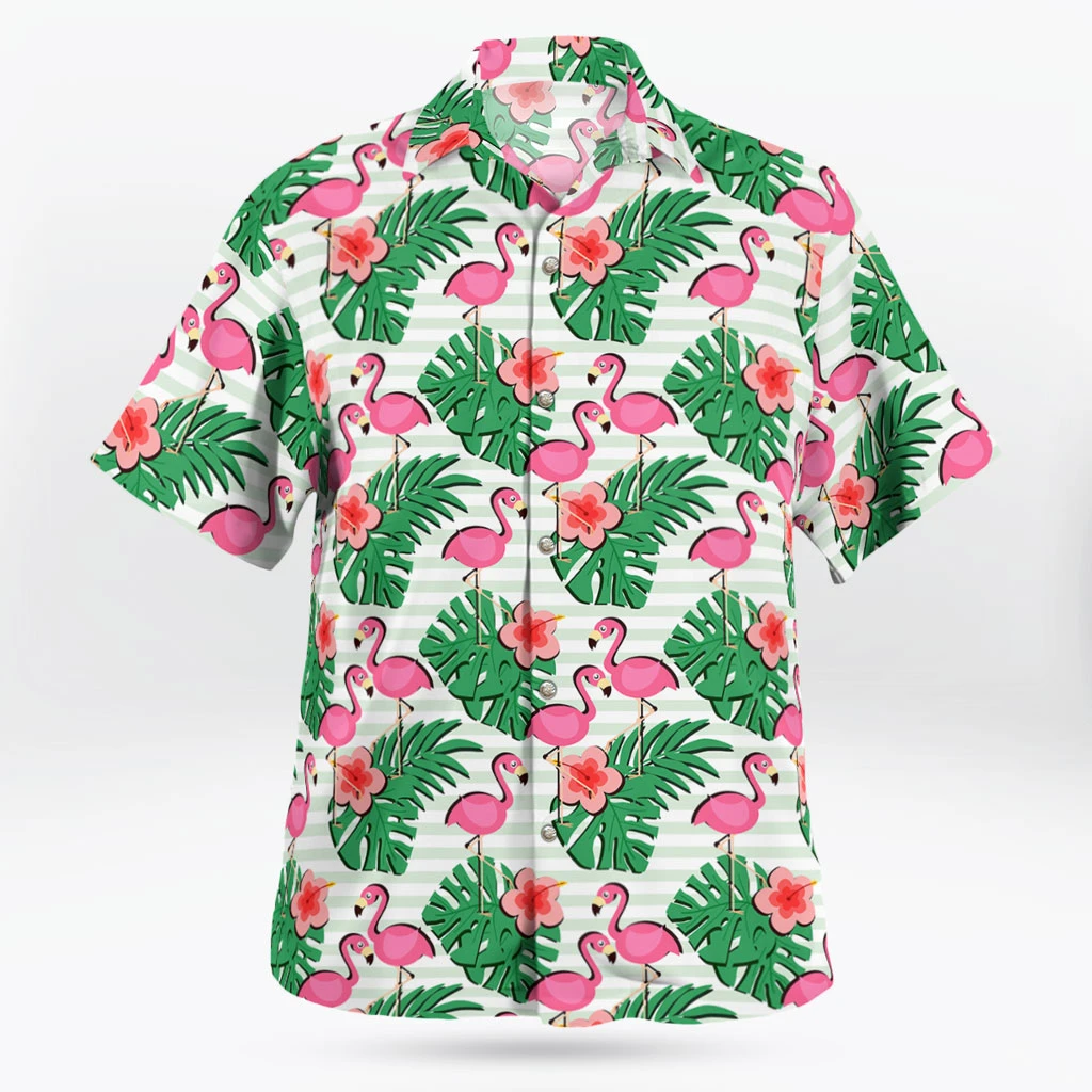 Tropical Flamingo Hawaiian Shirt men, women Green Pattern | Tropi Hawaiian Shirts Store