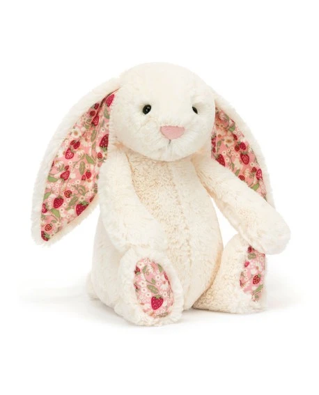Conejito peluche blanco orejas y patitas flores Jellycat