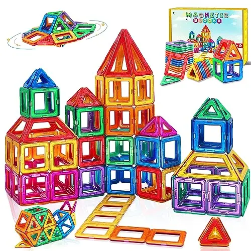 Jeux Enfant 3 4 5 6 7 8 ans Fille Garçon,Bloc de Construction Magnetique avec des Jouets d'apprentissage éducatifs à Aimant Puissant pour les Cadeaux de Noël d'anniversaire de Fille de 7 8 9 ans