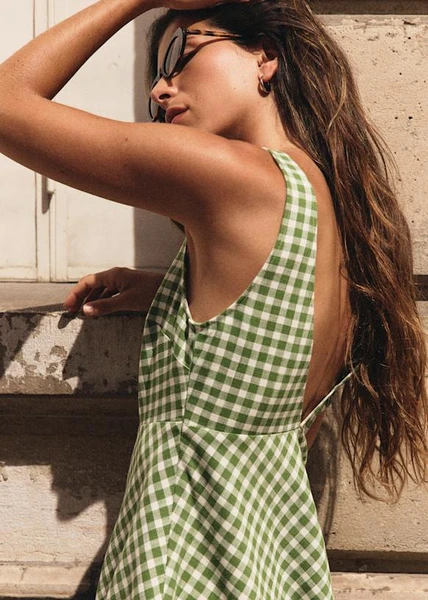 Robe YRENA - Vichy Vert