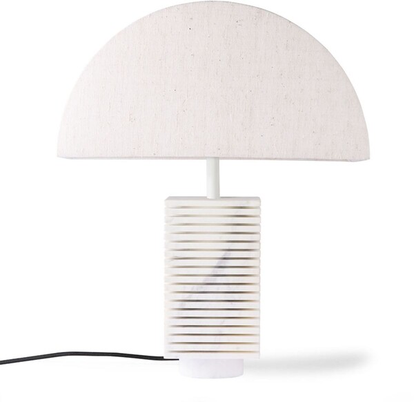 Grande lampe à poser en marbre et jute blanche - HKliving