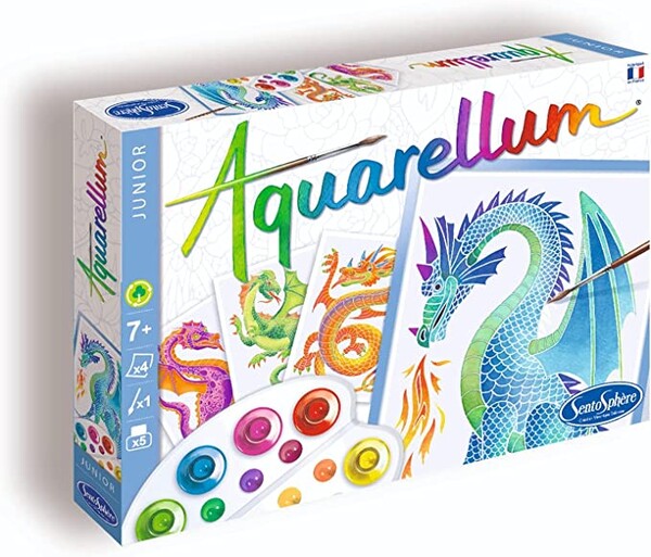 SentoSphère - AQUARELLUM JUNIOR - DRAGONS - Kit peinture - Peinture Aquarellable Magique - A partir de 7 ans - fabriqué en France