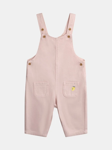 Salopette rose vintage avec broderie citron pour bébé fille