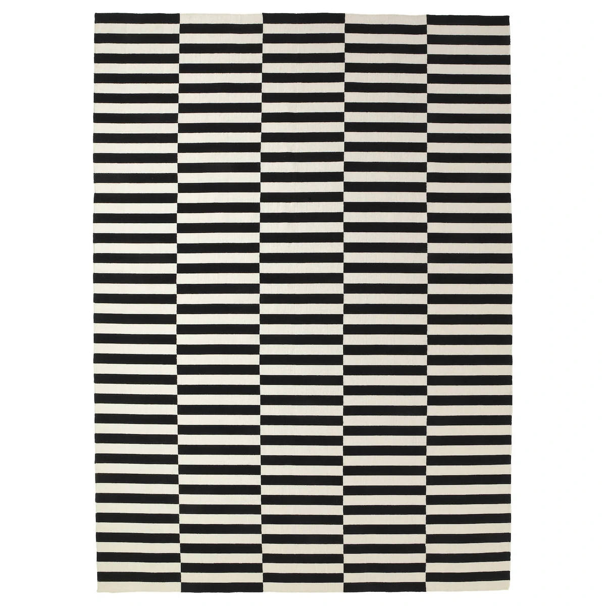 STOCKHOLM Tapis tissé à plat - fait main/rayé noir/blanc cassé 250x350 cm