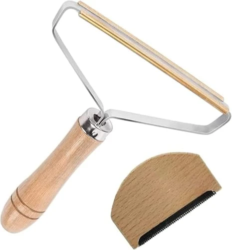 Kit de Rasoir Anti bouloche, Peigne de Laine Portable et Brosse Manuel Anti Poil pour Vetements Peluche a la Maison, Wood Fuzz Rasoir pour Tapis
