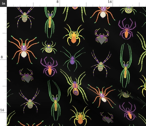 pop art spiders for halloween Fabric | Spoonflower