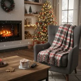 Plaid carreaux rouge et vert Noël