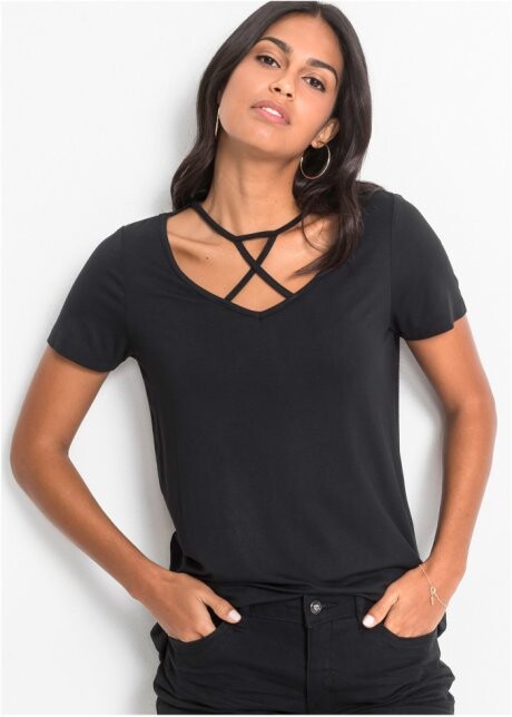 T-shirt court-long à laçage