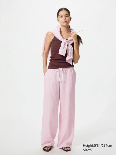 Pantalon large en lin mélangé (Long) pour Femme | UNIQLO FR
