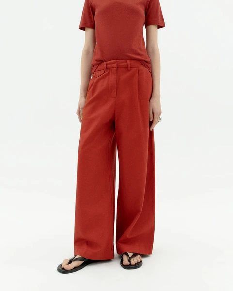 Pantalon rouge wide leg low rise hemp Pat