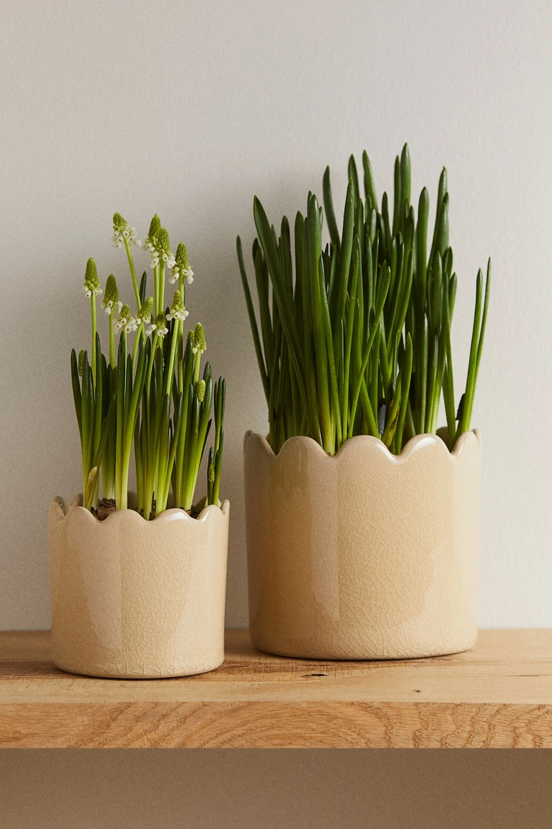 Pot de fleurs avec glaçure craquelée