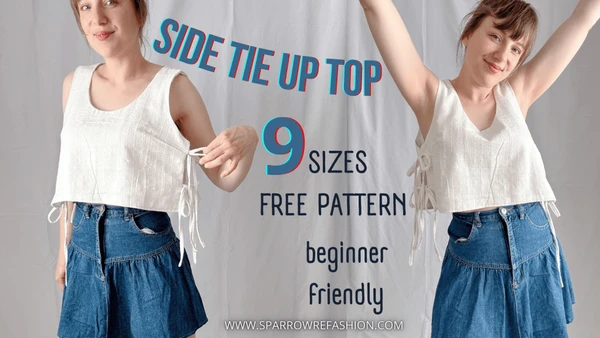 Side Tie Tank Top Sewing for Beginners | Free Pattern in 9 Sizes - Sparrow Refashion: A Blog for Sewing Lovers and DIY Enthusiasts