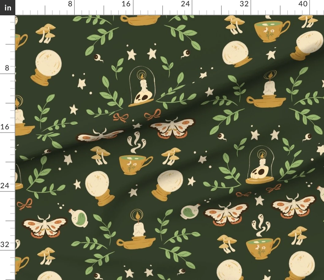 Fabric in Cottagecore halloween frogs pattern 3