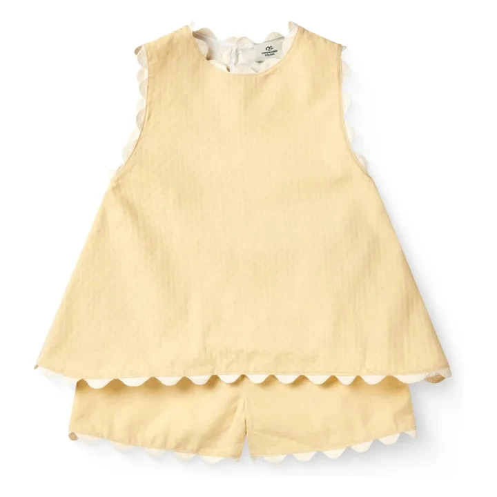 Ensemble Top et Short Feston Coton Bio | Jaune pâle