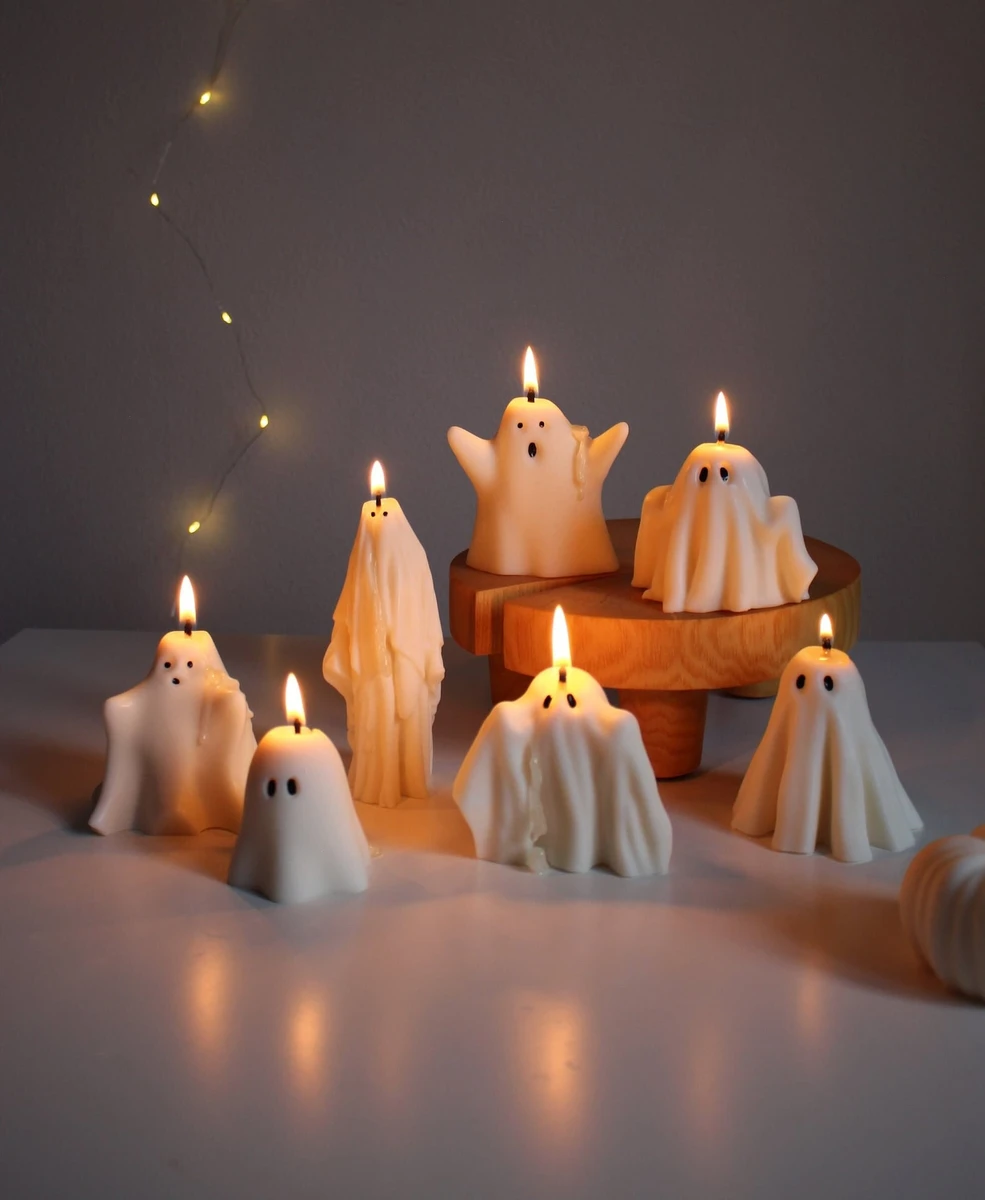 Bougies fantômes, Décoration d'Halloween, Décoration d'action de grâces, Bougies d'Halloween, Décoration d'intérieur automne, Bougie d'automne, Coffret cadeau Halloween