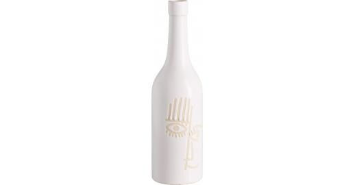 Vase bouteille en grès - 28 cm - Blanc