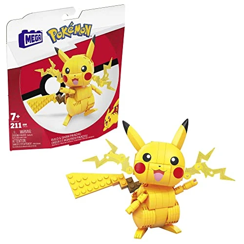 Mega Pokémon Figurine Action Pikachu 12 cm, Jeu De Briques De Construction pour Enfants Et Adultes, Modèle Pokémon À Collectionner avec 211 Pièces, Jouet pour Enfant de 7 Ans et Plus,GMD31