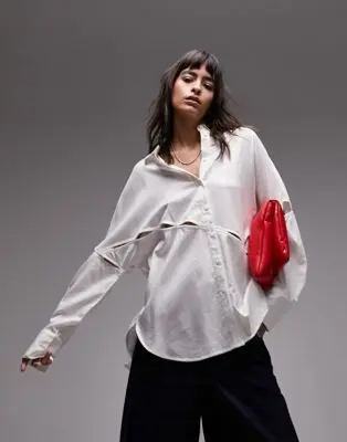 Topshop - Chemise effet coupé - Ivoire