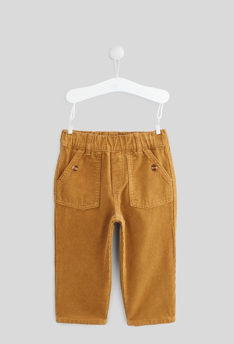Pantalon taille élastique uni en gros velours